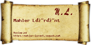 Mahler Lóránt névjegykártya